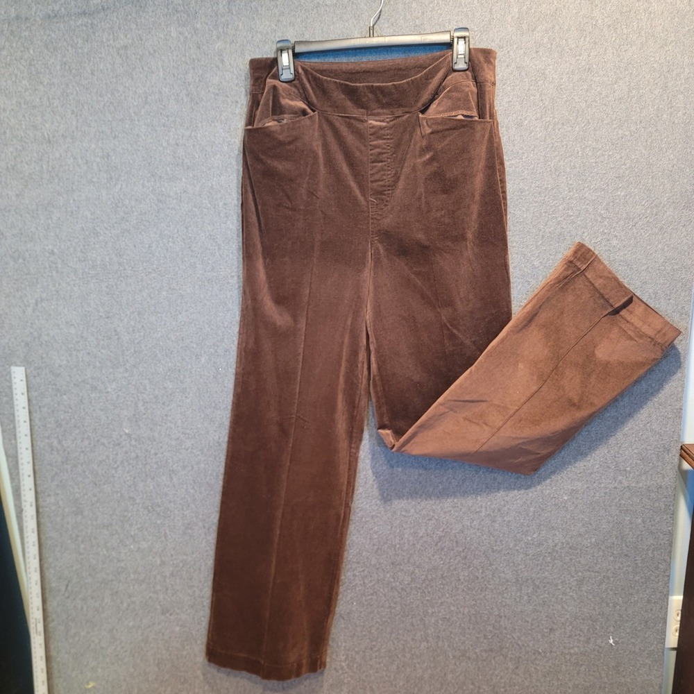DG2 Diane Gilman Brown Velvet Wide Leg Pants Women's Size‎ 14